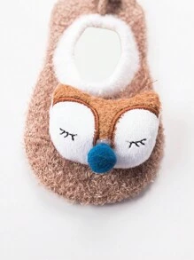 1 Đôi tất chống trượt trong nhà dễ thương cho trẻ sơ sinh, ấm áp cho mùa thu và mùa đông, dành cho cả nam và nữ - Màu Khaki - Xem 2