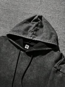 Men's Casual Washed Hoodie Sweatshirt - Black - View 3
