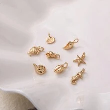 1 件诞生石、海星、海马、贝壳吊坠，适合夏日海滩 - 彩色 - 查看 2