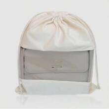 Suede Dust Proof Bag, Transparent Storage Bag, Luxury Handbag Protection Bag With Drawstring Closure For Women