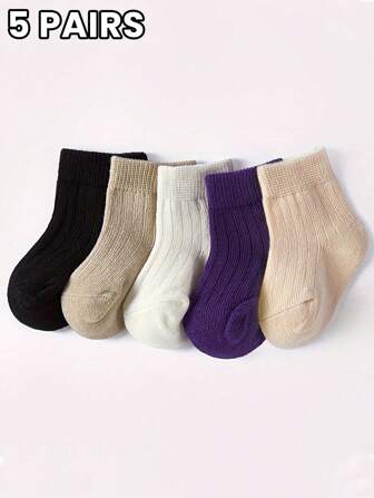 5 Paar bunte Socken für Baby Jungen und Mädchen, Mittelhöhe