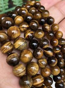 Conta solta de olho de tigre amarelo de pedra natural para fazer joias DIY Acessórios para pulseira 15'' 4 6 8 10 mm