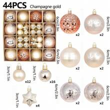 44pcs Shatterproof Painted & Electroplated Christmas Baubles Assortment, 3cm & 6cm, Creative Hanging Christmas Tree Ornaments, Christmas Party, Holiday, Festive, Home, Room, Window, Bedroom Decor, Merry Christmas, Happy New Year, Christmas Gift,Christmas
