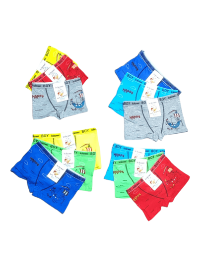 12 Pieces Of Cotton Boxer Shorts For Boys In Assorted Sizes (4 To 6, 6 To 8, 8 To 10, And 10 To 12 Years) Colors And Models Are Sent Randomly Depending On Inventory.