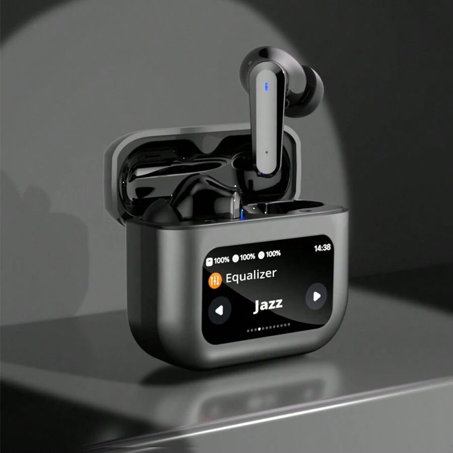 Bonola TWS 无线耳塞带触摸屏控制 LCD 耳机带 ANC 降噪游戏耳机兼容 iPhone/三星
