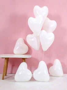 10pcs 25cm/10" White Heart-Shaped Balloons For Holiday, Birthday, Party, Wedding, Valentine's Day, Proposal Decorations