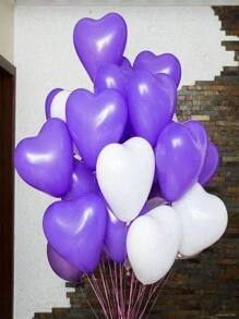 10pcs 25cm/10" White Heart-Shaped Balloons For Holiday, Birthday, Party, Wedding, Valentine's Day, Proposal Decorations