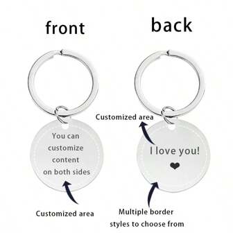 1pc Customized Round Keychain, 3cm Diameter, Double-Sided Laser Engraving, Multiple Frame Styles, Suitable As Birthday Gift, Holiday Gift, Gift For Parents, Couples, Friends,Durable,Colorful,Cute,Adorable,Funny,Kawaii,Y2K,Stylish,Unisex,Casual,Custom,Personalized,Unique,Customized,Ideal Gifts For Him,Ideal Gifts For Her,Her,Boyfriend,Girlfriend,Family,Friends