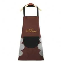 1 件定制手擦围裙防水防油个性定制名字 4 种字体图案北欧家居无袖厨房长袍男女居家工作服私人定制厨房烹饪手擦围裙防油防水烹饪清洁男女通用无袖围裙袋收纳储物女士幸福提升 - 彩色 - 查看 25