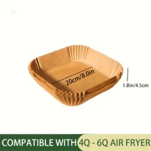50/100/200 piezas - Papel desechable forrador para freidora de aire, forro cuadrado para freidora de aire (se ajusta a 2-8 cuartos), papel pergamino antiadherente para freír, hornear, cocinar, asar y microondas, a prueba de aceite, sin bandeja - Accesorios de cocina