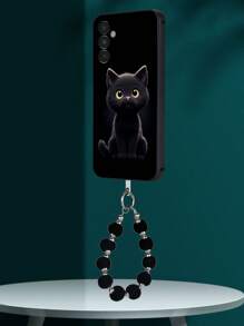 1 个黑色 TPU 卡通猫图案防震手机壳和 1 个黑色毛球手机链，兼容 、Android、OPPO 手机，包括 15 Pro Max、A14、A54、A52、A31 4G、A23、Redmi Note 8 Pro、11 Pro 4G、12 4G、OPPO A54 防水防摔防刮 - 彩色 - 查看 4