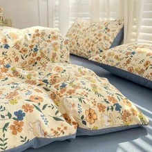 4 件套兔子图案床上用品套件，法式田园浪漫动物花卉单面印花羽绒被套套件（1 个羽绒被套 + 1 个床单 + 2 个枕套，无填充物） - 春日花園兔 - 查看 5