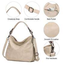 KL928 Túi Tote Hình Lưỡi Liềm Lớn Cho Nữ, Dây Đeo Vai Có Thể Điều Chỉnh, Khóa Kéo Phía Dưới Để Điều Chỉnh Kích Thước Túi - Màu be - Xem 6