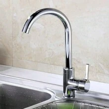 Kitchen Sink Mixer Taps Swivel Spout Single Lever Tap Mono Modern Chrome Faucet - Silver - View 4