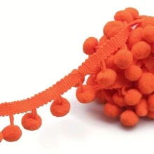1 rollo/10 yardas Encaje de borlas de pompones con borlas de bola para ropa, cortinas y decoraciones de costura DIY a mano