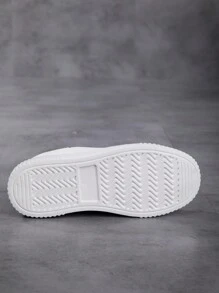 Scarpe da skate casual leggere e versatili da donna, con punta tonda bianca, traspiranti e con lacci, stile campus