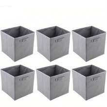 6 Pack Fabric Foldable Storage Box Collapsible Folding Box Cubes Organizer Grey - 灰色 - 查看 1