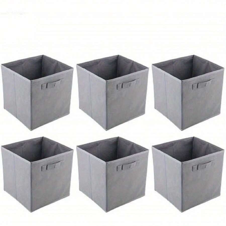 6 Pack Fabric Foldable Storage Box Collapsible Folding Box Cubes Organizer Grey - 灰色 - 查看 1