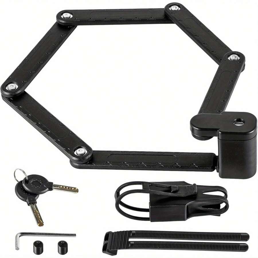 Faltschloss, Fahrradschloss Faltschloss, Faltschloss Fahrrad inkl. Halterung Zubehör 2 Sicherheitsschlüssel, 85cm Bike Lock, E Bike Schloss, MTB Schloss Sicherer Diebstahlschutz - Variante1 - Übersicht 1