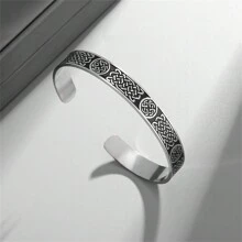 SeuSuk 1 pièce Bracelet-manchette en acier inoxydable avec nœud carré ouvert, bijou unisexe rétro