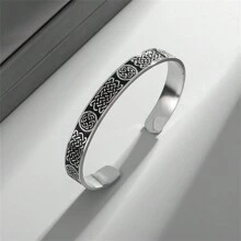 SeuSuk 1 pièce Bracelet-manchette en acier inoxydable avec nœud carré ouvert, bijou unisexe rétro