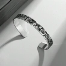 SeuSuk 1 pièce Bracelet-manchette en acier inoxydable avec nœud carré ouvert, bijou unisexe rétro