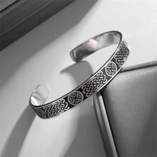SeuSuk 1 pièce Bracelet-manchette en acier inoxydable avec nœud carré ouvert, bijou unisexe rétro