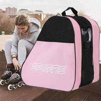 1 bolsa de patinação, com alça de ombro ajustável, bolsa de armazenamento respirável e espessa de grande capacidade, para patins, acessórios para patinação em linha, bolsa de armazenamento portátil para acessórios de carro