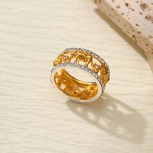 New Fashion Jewelry Exaggerated Elegant Gold Elephant Shape Women's Ring Wrapped With Rhinestone, Minimalist & Refined Couple Rings, Best Birthday/Anniversary/Halloween Gifts - Gold - View 3