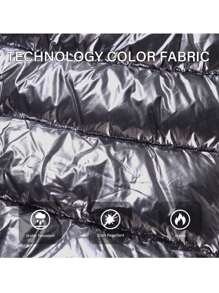 Womens Lightweight Jacket, Winter Coats For Women Warm Quilted Bubble Padded Hood Coat With Faux Fur Collar - 銀色 - 查看 5