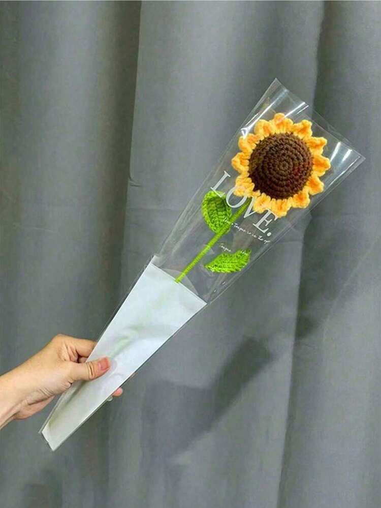 Girasole lavorato a mano – Girasole all'uncinetto, fatto a mano, fiori artificiali di girasole all'uncinetto, decorazione da tavola fatta a mano, decorazione a maglia, girasole