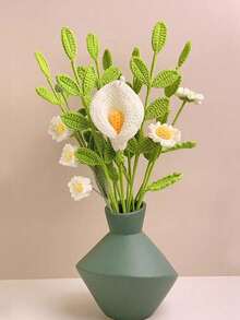 1 件，钩针叶向日葵装饰，手工钩针编织花叶，非常适合情人节冬季圣诞节家居装饰，人造仿真植物花枝，创意设计生日婚礼派对办公室装饰家居客厅餐厅卧室情人节新年装饰室内，假植物，房间，书桌，圣诞节装饰用品节日礼物 - 編織葉子 - 查看 4