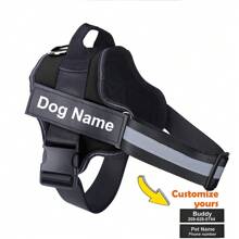 客製化狗狗胸背帶 NO PULL 反光透氣背心，適合小型犬與大型犬，戶外散步訓練配件，時尚防脫逃耐用 - 黑色 - View 2