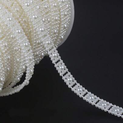 1pc 90cm/35.4in Length ABS Faux Pearl With Round Rhinestones Trim Sewing Bridal Dress Decor Weddings Party DIY Garment Decor Christmas Decorations