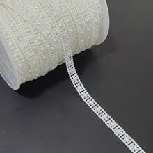 1pc 90cm/35.4in Chiều dài ABS ngọc trai giả với đá quý tròn viền may trang trí váy cô dâu tiệc cưới trang trí quần áo tự làm đồ trang trí Giáng sinh - trắng - Xem 4