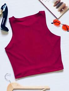 Cropped Suplex Basic Tank Top Women's Racerback Casual Top - 紅色 - 查看 2