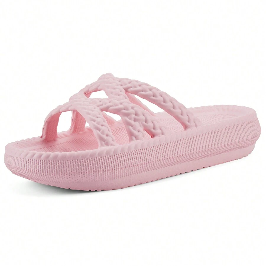 Breathable Cloud Slides For Women, Comfort Pillow Slippers Shower Sandals Fashion Indoor Shoes - Pink - View 1