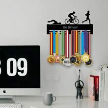 1pc Customized Triathlon Medal Holder - Personalized Running, Cycling And Swimming Medal Wall Rack - Ideal For Sports Enthusiasts, Bedroom And Living Room Decor