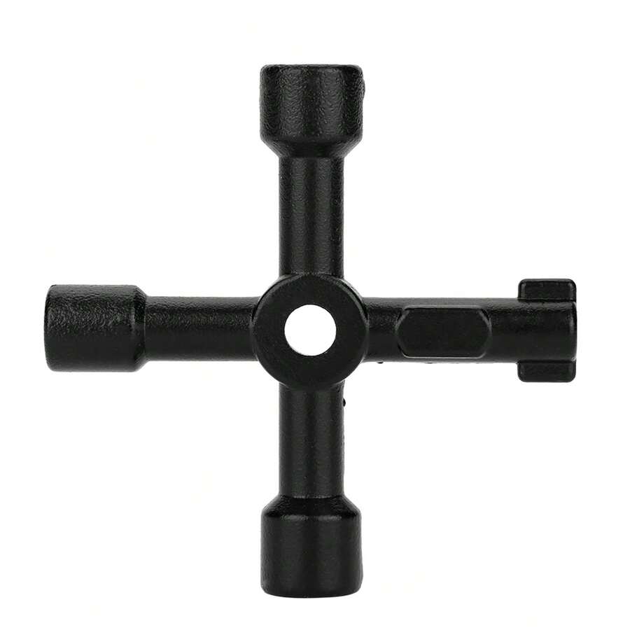 Llave de 4 Vias, Llave Triangular para Tablero, Multifuncional Llave Cruzada para Elevador, Llave para Gabinete de Control Eléctrico - Negro - Ver 1