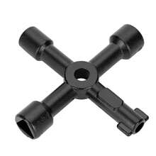 Llave de 4 Vias, Llave Triangular para Tablero, Multifuncional Llave Cruzada para Elevador, Llave para Gabinete de Control Eléctrico - Negro - Ver 2
