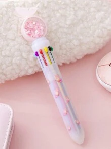 新款创意蝴蝶亮片紫色圆珠笔，一支笔10色，高显色压感多色笔，适合涂鸦，绘画，写日记，色彩鲜艳的可爱女孩多功能学习笔，是送礼的理想选择。 - 彩色 - 查看 12