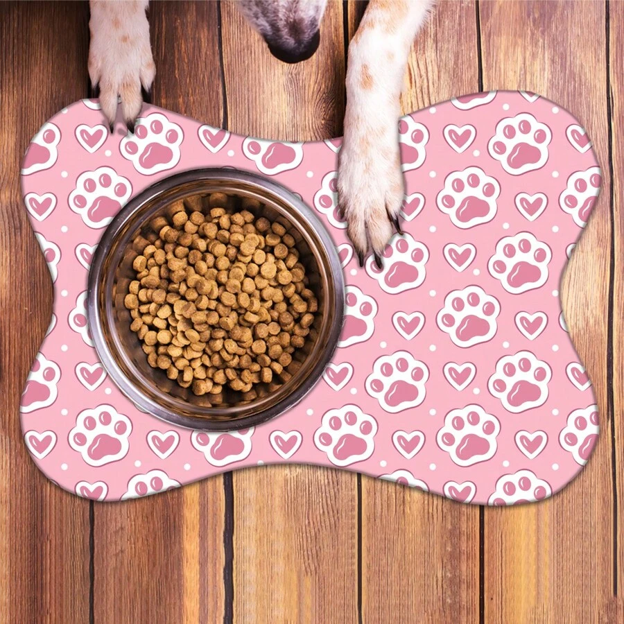 Bone Mat For Pet Feeder Paw Print Pink 33 Cm X 46 Cm - Màu Hồng baby - Xem 1