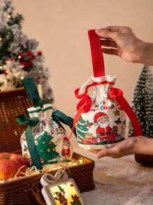1 pieza Bolsa de regalo de caramelo navideño, bolsa de lona, bolsa de embalaje de regalos navideños, bolsa de regalo de Nochebuena, decoraciones navideñas, decoración navideña, regalos navideños, papel de regalo navideño, suministros para fiestas navideñas, bolsas de regalo navideñas, bolsas navideñas, pegatinas navideñas