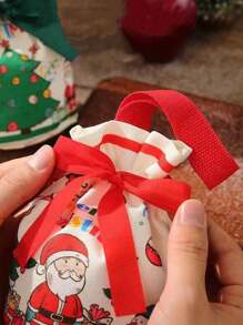 1 pieza Bolsa de regalo de caramelo navideño, bolsa de lona, bolsa de embalaje de regalos navideños, bolsa de regalo de Nochebuena, decoraciones navideñas, decoración navideña, regalos navideños, papel de regalo navideño, suministros para fiestas navideñas, bolsas de regalo navideñas, bolsas navideñas, pegatinas navideñas