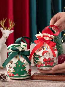 1 pieza Bolsa de regalo de caramelo navideño, bolsa de lona, bolsa de embalaje de regalos navideños, bolsa de regalo de Nochebuena, decoraciones navideñas, decoración navideña, regalos navideños, papel de regalo navideño, suministros para fiestas navideñas, bolsas de regalo navideñas, bolsas navideñas, pegatinas navideñas