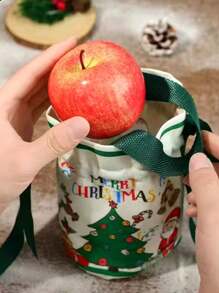 1 pieza Bolsa de regalo de caramelo navideño, bolsa de lona, bolsa de embalaje de regalos navideños, bolsa de regalo de Nochebuena, decoraciones navideñas, decoración navideña, regalos navideños, papel de regalo navideño, suministros para fiestas navideñas, bolsas de regalo navideñas, bolsas navideñas, pegatinas navideñas