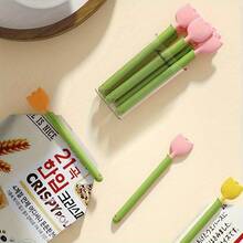 5 cái/gói Túi nhựa thiết kế hoa tulip sáng tạo có kẹp niêm phong, bao gồm hộp đựng từ tính - Nhiều màu - Xem 4