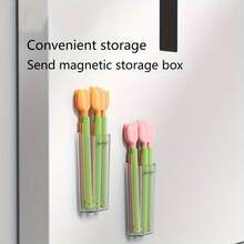 5 cái/gói Túi nhựa thiết kế hoa tulip sáng tạo có kẹp niêm phong, bao gồm hộp đựng từ tính - Nhiều màu - Xem 7
