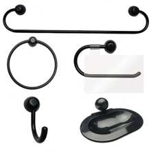5 Piece Round Bathroom Set Black | Japi - 黑色 - 查看 1