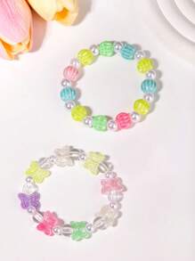 13PCS Girls Color Clip-On Earring Bracelet Accessory Set, Cute Cartoon Butterfly Mermaid Shell Pretend Princess Jewelry No Earring Earring Game Earring Earring Earring Pad, Suitable For Birthday Party Gifts And Daily Use
